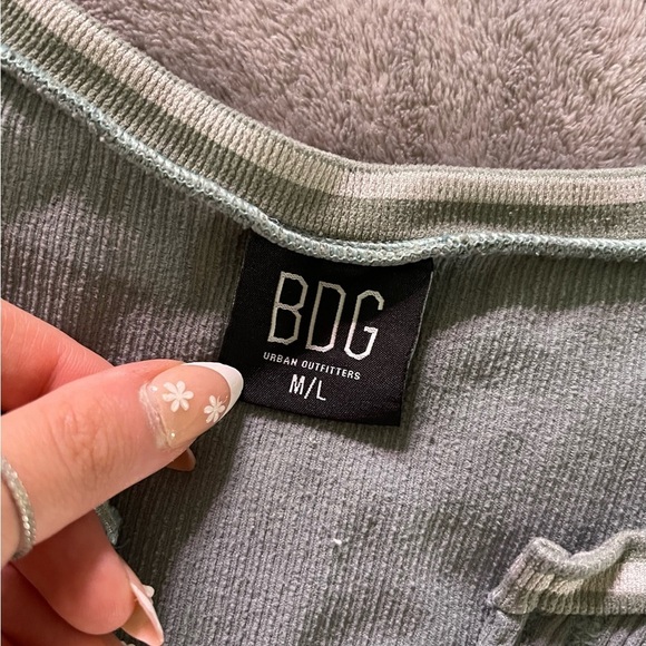 BDG Women's Blue Ribbed Crop Top - Picture 2 of 6